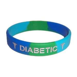  Diabetic Medical ID Wristband OceanSwirl with Silver Color 