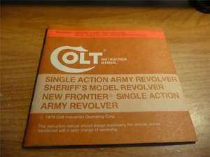COLT SINGLE ACTION ARMY OWNER & INSTRUCTION MANUAL NEW  
