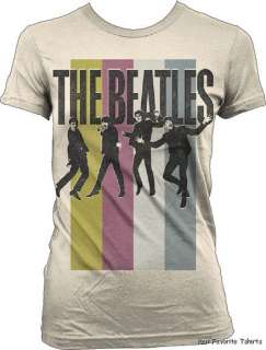Licensed The Beatles Stripes Standing Group Women Junior Shirt S XL 