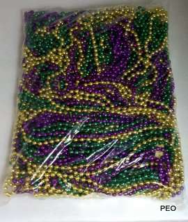 Mardi Gras Beads 33 Purple Green Gold Case 10 dz Throw  