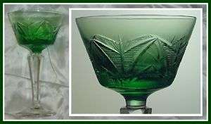 EMERALD GREEN Wine Glass Goblet CUT CRYSTAL Germany  