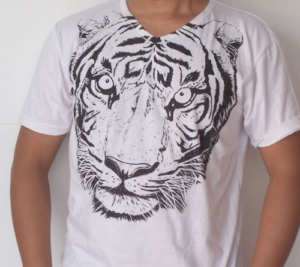 Unique Stencil Retro Big Tiger Head T shirt Asia Size  