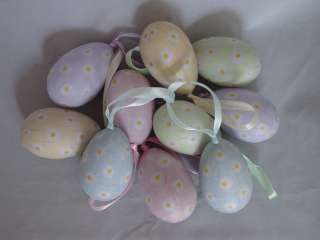 Faux Daisy & Pastel Colored Egg Ornaments ~ Eggs ~ 10pc  
