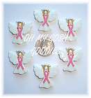 6PC PINK BREAST CANCER AWARENESS ANGELS FLATBACK RESINS 4 HAIRBOW BOW 