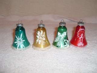 Antique/Vintage Christmas Bell Ornaments Decorated Glass  
