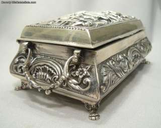 Antique 830 Silver Footed Jewelry Box Holland  