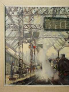   HYDE OIL PAINTING London Train Station LISTED ARTIST Framed Art  