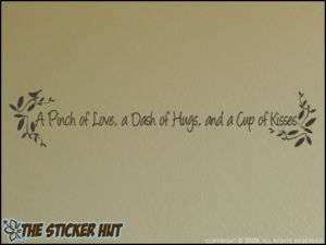 Pinch Love Dash Hugs Cup Kisses Vinyl Wall Sticker Kitchen Decor 