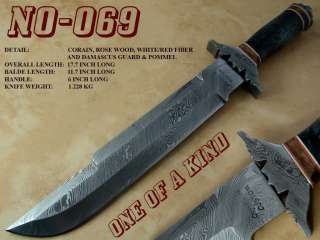   ONE OF A KIND CUSTOM DAMASCUS PREDATOR BOWIE KNIFE  NO 69  