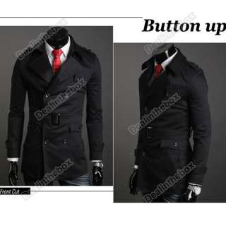 2011 Mens Fashion Korea Slim Classic Double Breasted Wool Coat Jacket 