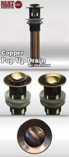 NEW W/ OVERFLOW COPPER 1 1/2 VESSEL SINK POP UP DRAIN  