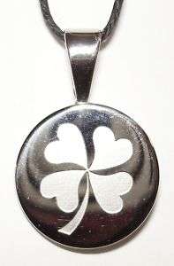 GOOD LUCK 4 LEAF CLOVER Stainless Steel Amulet Pendant  