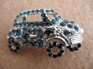 CAR VW BUG Blue CRYSTAL RHINESTONE Jewelry BROOCH PIN  