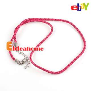Multi Color Braided Leather Rope Cords Necklaces+Lobster Clasp Fit 