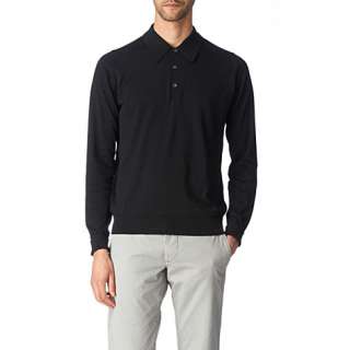 Leander long–sleeved polo shirt   JOHN SMEDLEY   Zip & button neck 