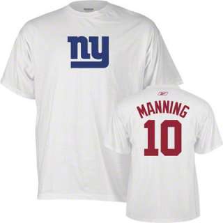 Eli Manning White Reebok Name and Number New York Giants T Shirt 