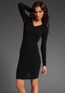 BY ALEXANDER WANG Poly Rayon Long Sleeve Fitted Dress in Black at 