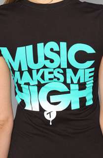 Two In The Shirt) The Music Makes Me High Tee in Black 