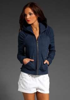JUICY COUTURE Indigo French Terry Puff Longsleeve Zip Hoodie in Escape 