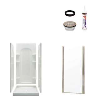 Ensemble 42 in. x 34 in. x 75 3/4 in. Curve Shower Kit in White with 