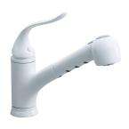 Coralais Single Hole 1 Handle Low Arc KitchenSink Faucet in White with 