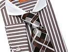 Dress Shirt by Steven Land Spread Collar French Cuffs Cotton Striped 