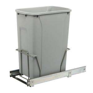 Real Solutions Single 35 qt. Platinum Trash Bin with Pull Out Steel 