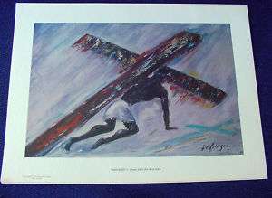 1964 DeGrazia Way Cross Station 3 Print Jesus Falls  
