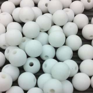 100 WHITE Opaque MATT Acrylic ROUND Beads 8mm  
