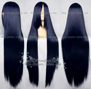 COS WIG New Long Cosplay Blue Black Straight Wig 100cm  