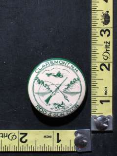 Vintage Claremont, N.H. Rod & Gun Club Button / Pinback / Pin  