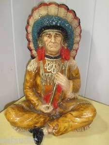Vintage Hand Painted Indian Chief Style Statue  