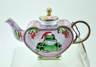 KELVIN CHEN Enamel Mini Copper Teapot   Santa Frog *OLD   Retired 