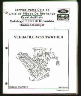 New Holland Versatile 4750 Swather Parts Catalog 1992  