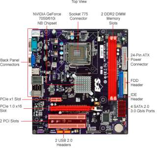 ECS GF7050VT M Motherboard   v1.0, NVIDIA GeForce 7050/610i, Socket 