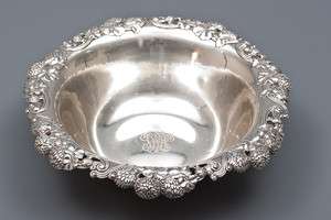 Silver fruit bowl with flowers of clover on the board, Tiffany & CO 