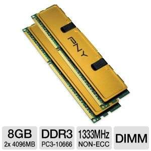 PNY Optima MD8192KD3 1333 Desktop Memory Kit   8GB (2x4GB), PC3 10666 