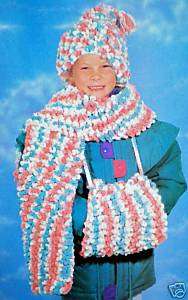GIRLS Hat, Scarf, and Muff Set Crochet Pattern*fun  