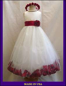 IVORY APPLE RED INFANT PAGEANT PARTY FLOWER GIRL DRESS S M L XL 2 4 6 