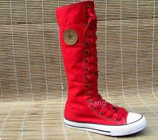 Women shoes CANVAS SNEAKER LACE UP KNEE HIGH BOOT 112  