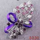 Bouquet flowers 6Color 33*53MM Brooch Pin White Gold Plating Czech 
