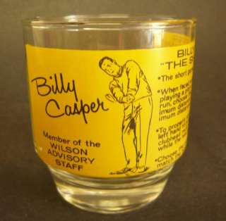 vintage BILLY CASPER GOLF DRINK GLASS BALL WILSON 1960s  