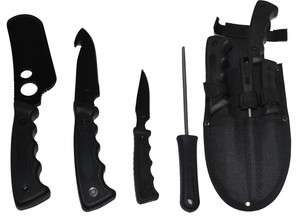 Pc Hunting Knives Butcher Skinning Knife Set Sharpener & Case  