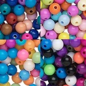 Huge Lot of 1100 Opaque Plastic Acrylic 6mm Round Beads  