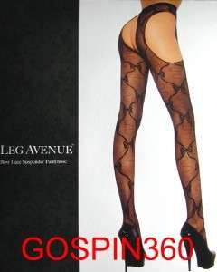 BOW LACE SUSPENDER Pantyhose   BLACK O/S  