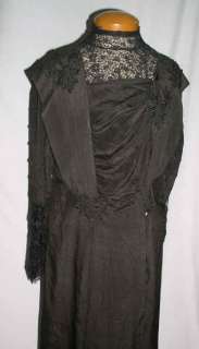 Elegant Black SIlk Edwardian Gown w  30  