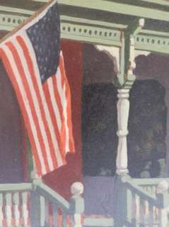   Hocker (1918 ) Texas American Flag Patriotic Oil Painting Original
