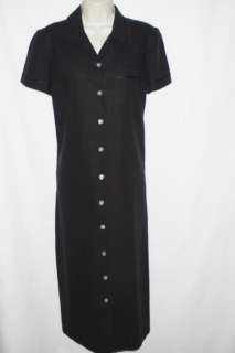 Talbots Petites Dress Linen Blend Black Embroidered 6P  