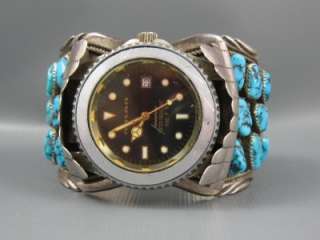 Huge Steve Yellowhorse Navajo Sterling Turquoise Watchband Bracelet 
