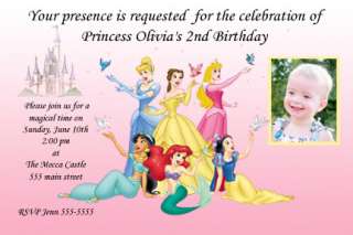Custom Disney Princess Birthday Party Invitations cards ~ You Print 